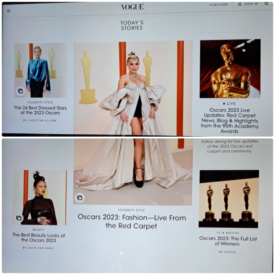 VOGUE NEWS&TRENDS. USA. New York, Los Angles. OSCARS 2023 Todays Stories, BEST Dressed, Beauty…Jewelry, Celebrity Styles. Movie World People&Stars, Famous People CLASSIC Red Carpet why Beige? FAVOURITE 59…26+33 Likes.15.3.2023. FASHIONBLOG HXSTYLE.net&nbsp;Heini