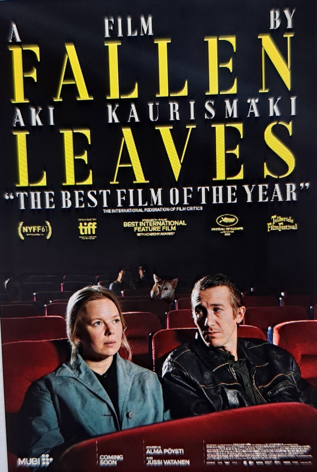 KULTTUURI. ELOKUVAT/MOVIES. YLE TV Teema Suomalainen Elokuva …CANNES FILM FESTIVAL 2024 PRIX DE JURY: KUOLLEET LEHDET/FALLEN LEAVES  2023. UUSI Elokuva ARVOSTELU….      Drama, Comedy. AKI KAURISMÄKI&MIKA Kaurismäki Elokuva Ohjaaja Veljekset. Kuvat ja Elokuvatrailerit. SUOSITTU 53….15+38 Tykkäystä.  ONNEA&ELÄMÄNILOISTA ISÄNPÄIVÄÄ 10. November… ARVOSTAN&SUOSITTELEN.                     10 – 11.11. 2024. LIFESTYLEBLOG HXSTYLE.net&nbsp;Heini