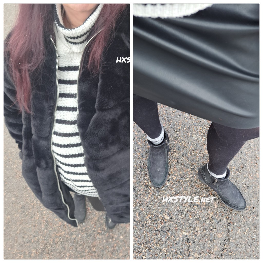 FASHIONBLOG&LIFESTYLE HXSTYLE.net Heini. Lovely SPRING is coming…Trendy LEATHER CLOTHS…Day LOOK: LEATHER SKIRT&KNIT. Important Asseccories: Pantyhose, Socks and Ankleboots whit Wedge. FAKEFUR COAT need Outsidedoor still.  25.3.2025. VOGUE&nbsp;Daily…