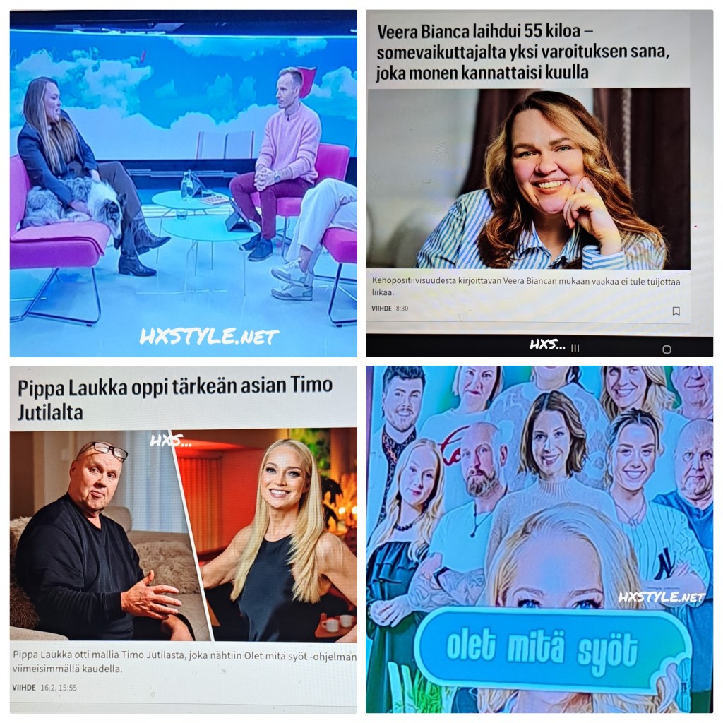 HEALTHY LIFESTYLE&BODY PEACE/KEHO RAUHA& KEHOPOSITIIVISUUS. Ajankohtaista…YLE TV1 Puoli7 ja Olet Mitäs Syöt, Pippa Laukka.                  Oma Elämä ja Valinnat, Elämänkaaren aikana. Terveys&Hyvinvointi: Terveellinen RUOKA, Uni&Lepo ja Liikunta. SUOSITTU 108…. 64+44 Tykkäystä.  22 – 23.2.2026. Healthy LIFESTYLEBLOG HXSTYLE.net Heini